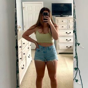 Pacsun: Green/White top, Size S